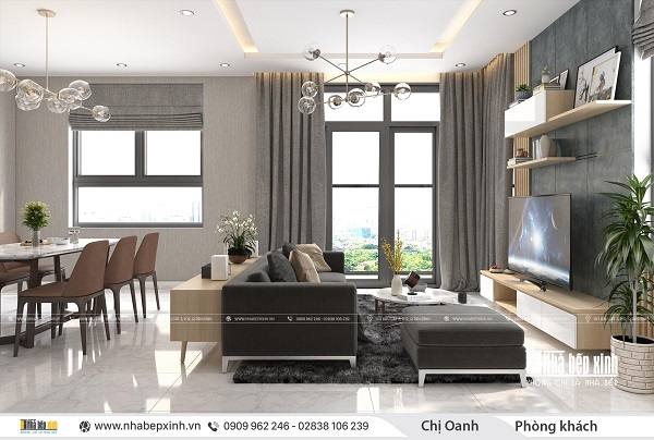Thiết kế phòng khách hiện đại tại Emerald Celadon City 106m2 - NBX388